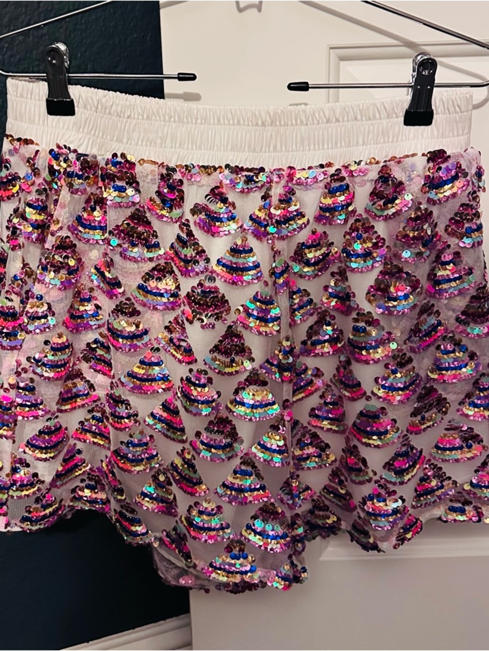 QOS—Sequin Embellished Women’s Shorts - Pink Multicolor
